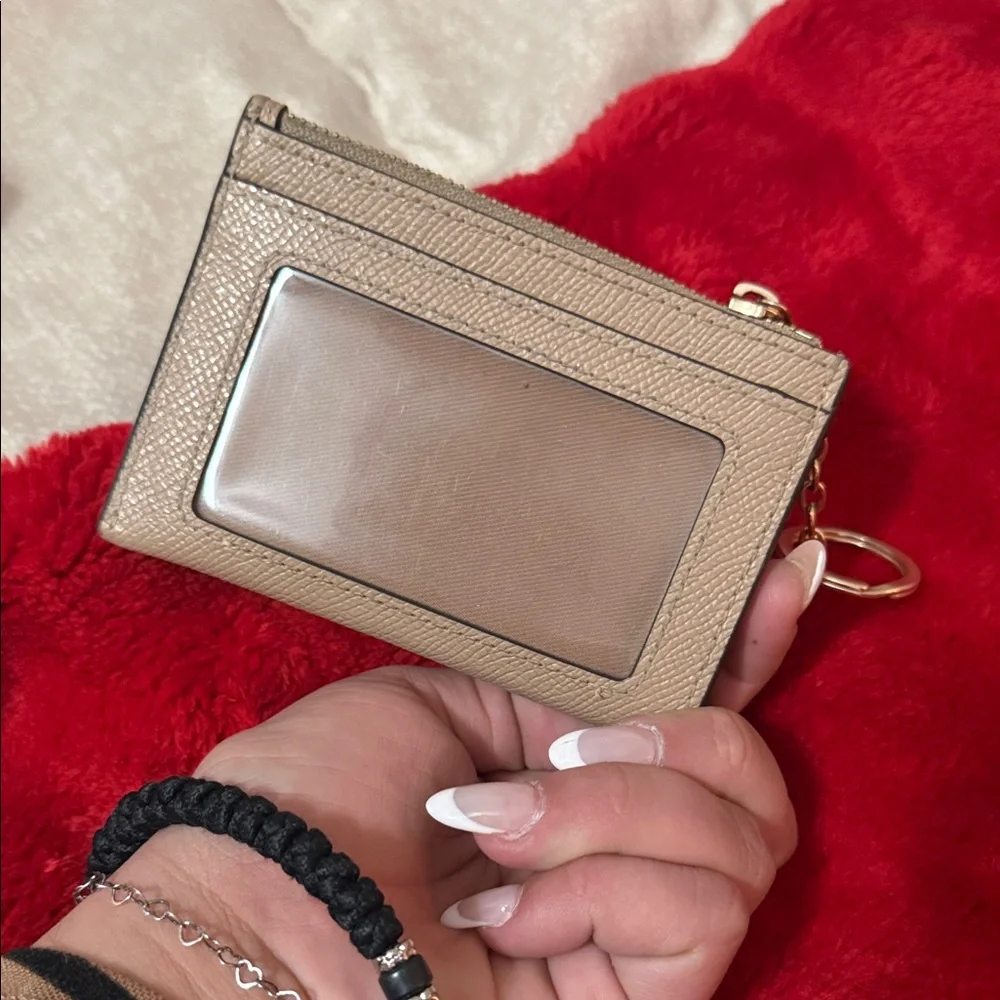 Coach Beige Card Holder with Keychain - Picture 4 of 8